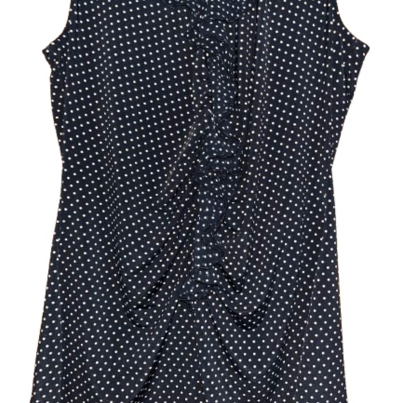 WHBM Women’s Black and White Polka Dot Ruffle Sleeveless Blouse Sz-L - Picture 3 of 6